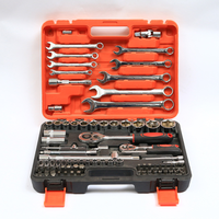 Outils à main de réparation 82 pièces Boîte à outils de mécanicien automobile Kit d'outils à douille et clé à cliquet 82 pièces