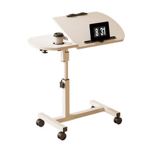 โต๊ะไม้เคลื่อนย้ายได้ขนาดเล็กแบบทันสมัยโต๊ะยกข้างเตียงพร้อมช่องเสียบการ์ดและที่วางถ้วยสำหรับยืนใช้ในบ้าน - Product Image 1