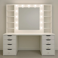 Station de beauté multifonctionnelle moderne pour femmes avec miroir en verre et rangement pour salon de coiffure, chambre, salle de bain, extérieur, salle de sport, centre commercial