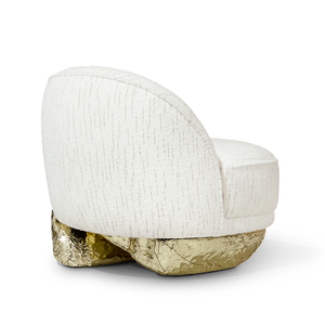 Canapé individuel moderne pour salon, fauteuil de luxe inspiré des falaises, base en laiton martelé poli, revêtement en polyester - Product Image 4