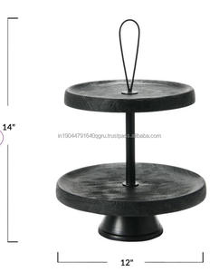 ที่วางเค้กทรงกลมสองชั้นสีดำแบบชนบทสำหรับตกแต่งบ้านและงานแต่งงาน - Product Image 5
