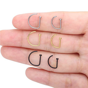 D-Shaped <b>Nose</b> Ring Stainless Steel 18G 20G 8mm 10mm Piercing Jewelry For <b>Nose</b> <b>Studs</b> - Product Image 3