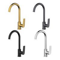 Robinet de cuisine moderne en laiton à poignée unique avec cartouche céramique, design rotatif, à poser sur comptoir