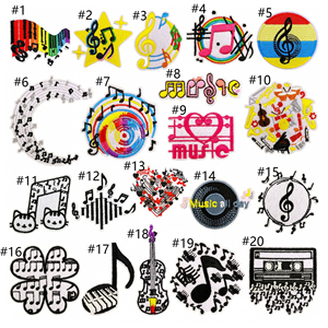 Parches de Música Termoadhesivos con Bordados Temáticos de Instrumentos y Cintas Musicales - Product Image 2