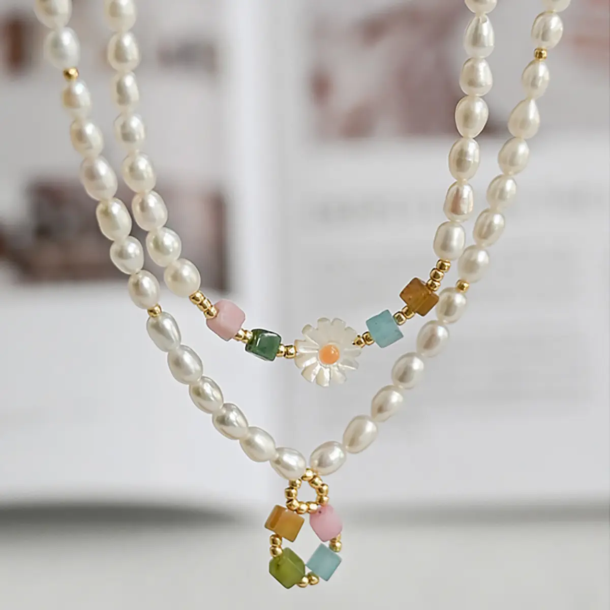 Collana di perle 925 con ciondolo personalizzato collana di perle naturali fatte a mano in oro conchiglia di fiori per le donne