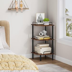 Étagère d'angle industrielle multifonctionnelle à trois niveaux, étagère de présentation verticale pour chambre, salon, bureau, cuisine - Product Image 1