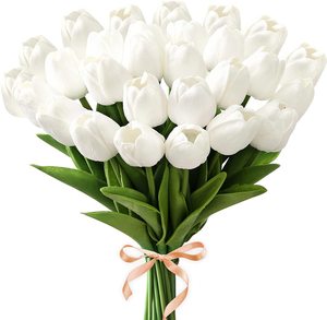 Tulipanes artificiales de poliuretano, flores de tacto Real para decoración de primavera, tulipanes de imitación para el hogar, cocina y oficinas - Product Image 1