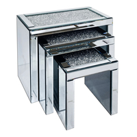 Nouvel arrivage haut de gamme diamant écrasé cristal argent salon entrée TV café tables de nuit décor nid miroir Table d'appoint