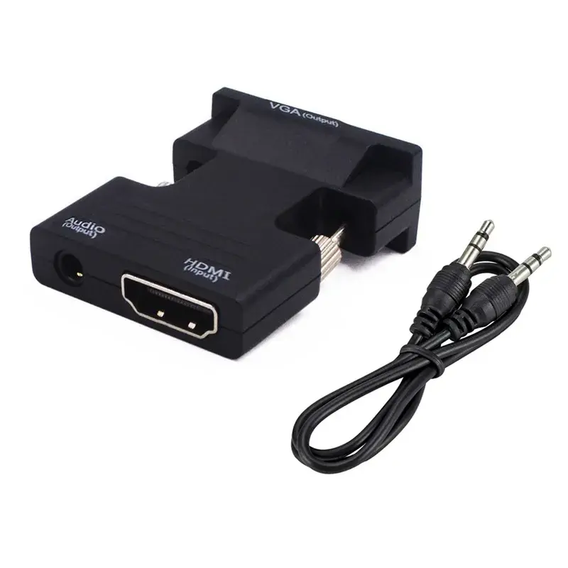 Adaptateur Ddapter HDTV vers VGA mâle 1080P en gros avec adaptateur de convertisseur HDTV vers Vga Audio 3.5mm pour PC portable