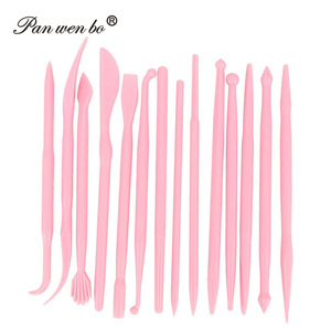 Panwenbo 14Pcs Pink Fondant Cake Decorating Modelling Tools Durable Clay Sculpting Tool Carving Pottery Tool