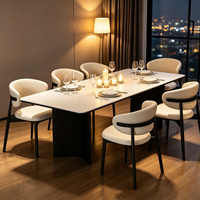 Table à manger en pierre microcristalline blanche Snow Mountain, une table à manger haut de gamme légèrement luxueuse pour la maison