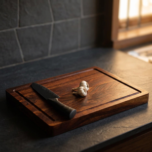 Tabla de Cortar Rectangular de Madera Hecha a Mano con Asa, Tabla para Picar para Preparación de Alimentos en la Cocina, Servir en el Hogar y Suministro para Restaurantes - Product Image 1