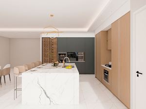 High End Contemporary Wood Veneer Luxury Kitchen Cabinets for Villa - Product Image 3