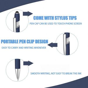 Custom Logo Ballpoint <b>Pens</b> 2-In-1 <b>Retractable</b> Metal <b>Pen</b> for Touch Screens With Stylus Tip School Office Coworkers - Product Image 3