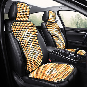 Fundas de Asiento de Coche, Juego Completo, Cuentas de Madera Hinoki, Rojas, para Asientos Delanteros, Refrigeración de Verano, Ajuste Universal - Product Image 3