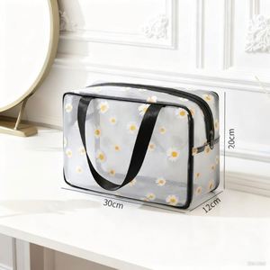 Custom Eco-Friendly Large Capacity Daisy Mesh Women's Flower Zipper Travel <b>Cosmetic</b> <b>Organizer</b> Pouch Portable Handle for Bag - Product Image 5