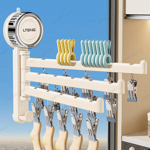 Tendedero Plegable para Calcetines Lteng, Tendedero Giratorio de Pared con Múltiples Pinzas para Balcón y Uso Doméstico - Product Image 5