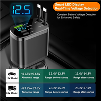 Chargeur de voiture rétractable 5 en 1, chargeur rapide pour téléphone de voiture 65W, adaptateur de chargeur de voiture Type C avec 2 câbles, USB et double ports USB C