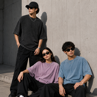 En stock T-shirt en coton de haute qualité délavé à l'acide, coupe oversize, effet délavé minéral, lourd, décontracté, vintage, streetwear urbain premium
