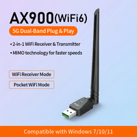 Kartu Jaringan WiFi Dual Band 2.4G&5G USB WiFi6 900Mbps AX900, Adaptor WiFi6 BT5.3, Tanpa Driver