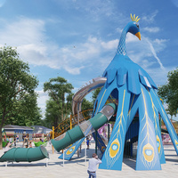 Le terrain de jeu extérieur des enfants personnalisable glisse l'équipement d'amusement de parc à thème d'acier inoxydable