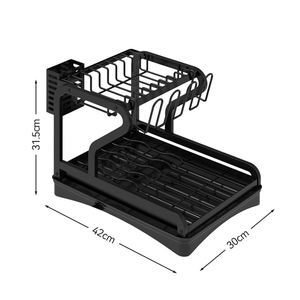 Égouttoir à vaisselle mural à 2 niveaux pour comptoir de cuisine avec porte-tasses - Product Image 5