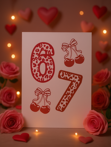 T-shirt da donna con scollo rotondo per San Valentino, stampa leopardata numero 67, motivo ciliegia, stile casual romantico - Product Image 2