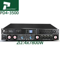 Amplificador de Subwoofer Metálico de 4 Canales Paulkitson PD43500 SiC, 2/4/8 Ohm, 4X6800W, 1U, Clase D Profesional, Audio de Alta Resolución