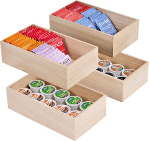 Caisses en bois brut modernes de forme rectangulaire pour l'organisation des garde-manger, des placards et des armoires - Product Image 4