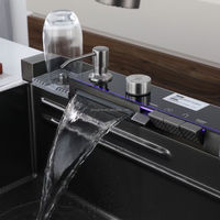 Robinet d'évier de cuisine à LED de luxe évier multifonction en acier inoxydable cascade moderne évier de cuisine à affichage numérique à bol unique