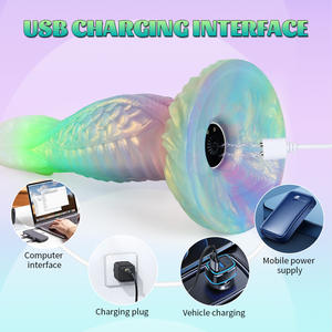 Сексуальная Мягкая силиконовая светящаяся электрическая Анальная пробка и пенис мастурбатор для женщин, 100%, водонепроницаемый - Product Image 3