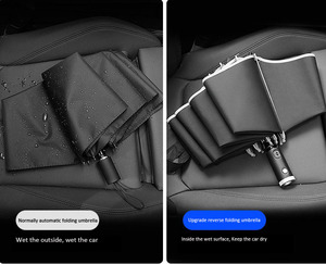 New Style <b>Windproof</b> Automatic Reverse Inverted Folding Reflective Reverisible Safety Compact <b>Umbrella</b> - Product Image 2