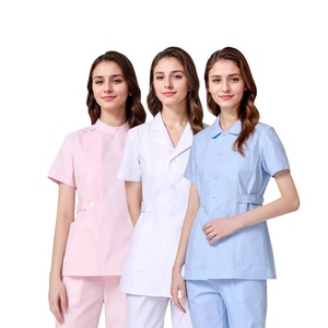 エレガントなスプリットスーツ女性用厚手スタイル長袖ナーススクラブセット編まれた生地美容院病院用 - Product Image 4