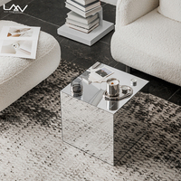 Design moderne à la mode, cube acrylique pour salon, petite table d'appoint carrée en forme de miroir, table basse créative pour bistro, villa et hôtel