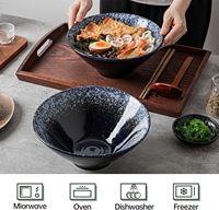 Bol à nouilles instantanées en céramique de style japonais, bol à ramen, bol à soupe en bambou, ensemble de vaisselle durable pour la maison et les restaurants