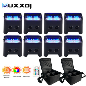 4X18W RGBWA UV 6 en 1 Projecteurs LED sans fil à batterie <span class=keywords><strong>DMX</strong></span>, lumière PAR à batterie, télécommande pour discothèque, scène, fête, hôtel - Product Image 1