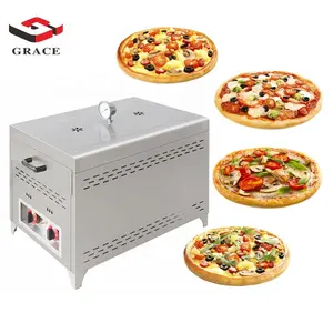 Ticari aperatif hattı gıda makinesi paslanmaz çelik büyük kapasiteli pişirme ekipmanları 8 adet gaz Pizza fırınları