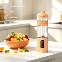 Frullatore Portatile per Smoothie, Tazza per Frutta 600ML, Mini Mixer Wireless 6000mAh, 6 Lame, Frullatori LED per Escursioni e Campeggio, Certificato CE FCC