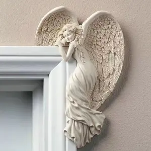 中国制造商装饰纯白色翅膀树脂赎回天使门框装饰