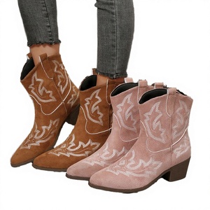 <span class=keywords><strong>Botas</strong></span> Vaqueras Occidentales para Mujer, Punta Puntiaguda, Sin Cordones, Tacón <span class=keywords><strong>Bajo</strong></span>, para Caminar, Moda Country, para Conciertos, Tallas Grandes - Product Image 3