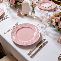 Assiette de Présentation Rose Moderne de Luxe Résistante à la Chaleur avec Bord Perlé, en Plastique Non Toxique, Durable pour Mariages et Tables de Mariés