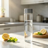 Bouteille d'eau en verre sans BPA, portable, transparente, avec bouchon à vis, logo personnalisé pour un usage quotidien