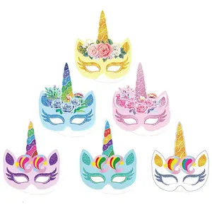 12pcs Unicorn Birthday Party Favors maschera di carta unicorno per bambini decorazione per feste a tema unicorno forniture per bomboniere