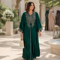 Robe longue modeste brodée pour occasions festives, deux pièces, possibilité de personnalisation, Kaftan islamique pour femmes, Abaya musulmane
