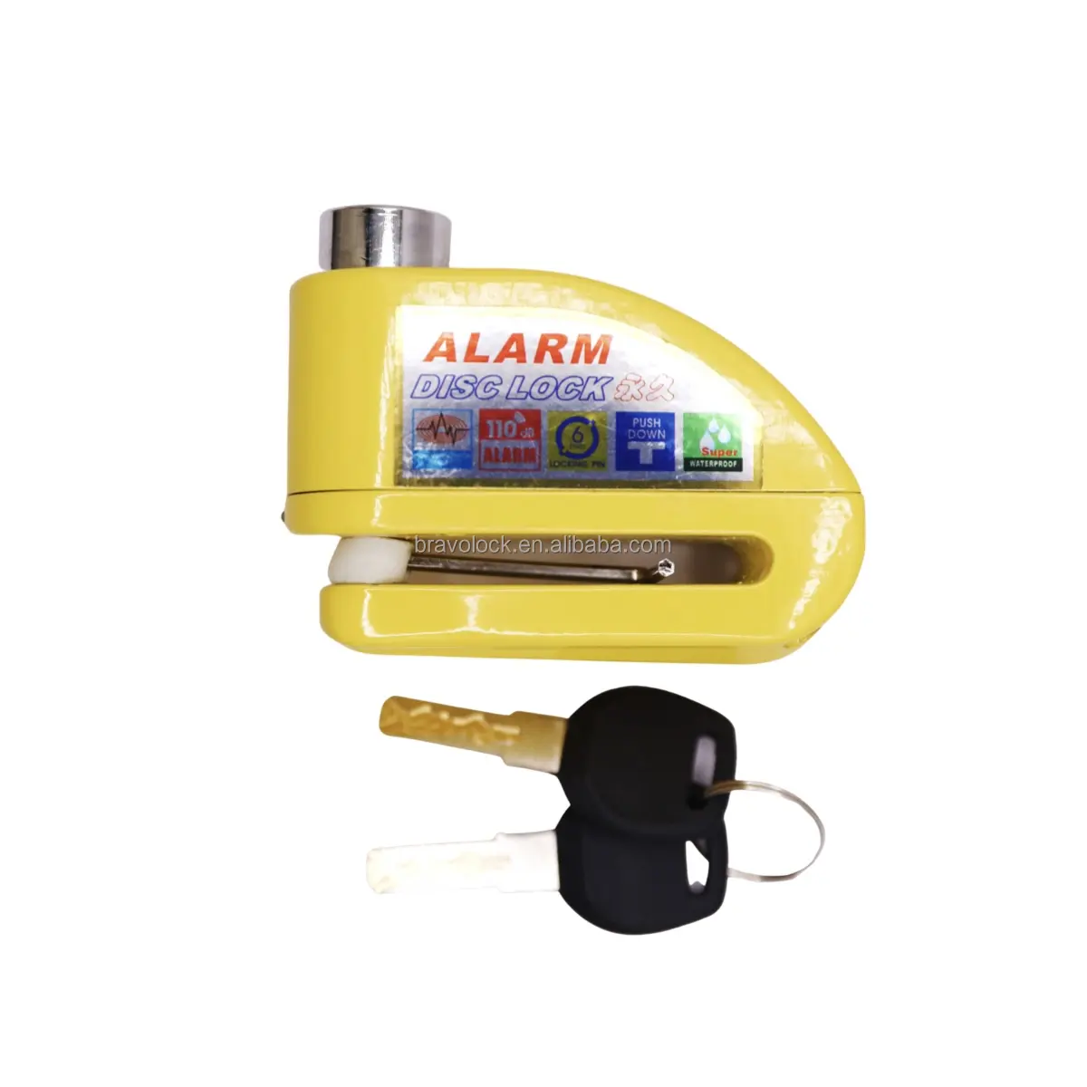 Kunci Alarm rem cakram tahan air untuk sepeda motor dan sepeda 110db kunci pengaman anti-maling kartu kertas Logo kustom 2 kunci 200