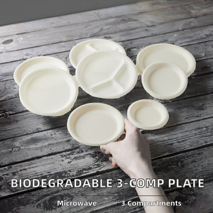 Go Disposable <b>Plastic</b> Dinner Plates 3 Compartment Food Container Microwave Safe Biodegradable Clamshell <b>Lunch</b> <b>Box</b> 6x6 Restaurant - Product Image 2