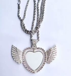 Pendentif Cœur Rotatif Ailes d'Ange en Alliage Moderne avec Chaîne Durable pour Port Intérieur/Extérieur, Cadeau Vierge pour Sublimation - Product Image 4