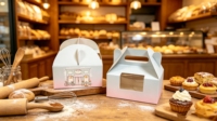 Emballage alimentaire écologique en carton blanc de qualité alimentaire, matériaux recyclés, pelliculage brillant, gaufrage, pâtisserie, sushi, gelée