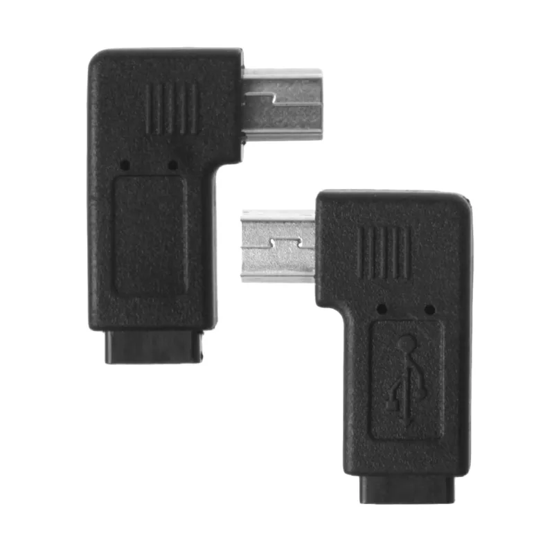 USB 2.0 Micro 5Pin Female To Mini 5Pin Male 90 degree Angle Left Right Converter Adapter