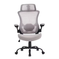 Meilleure chaise de bureau ergonomique moderne grise avec base en fer, dossier en maille réglable, en aluminium et plastique, avec repose-pieds pivotant en mousse – Vente en gros